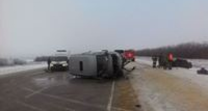 Под Волгоградом на трассе разбился микроавтобус