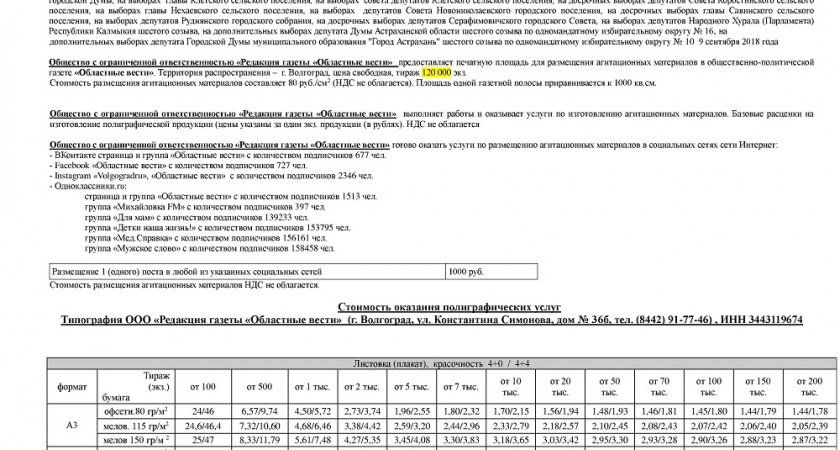 «Областные вести» сообщают о возможности размещения информации