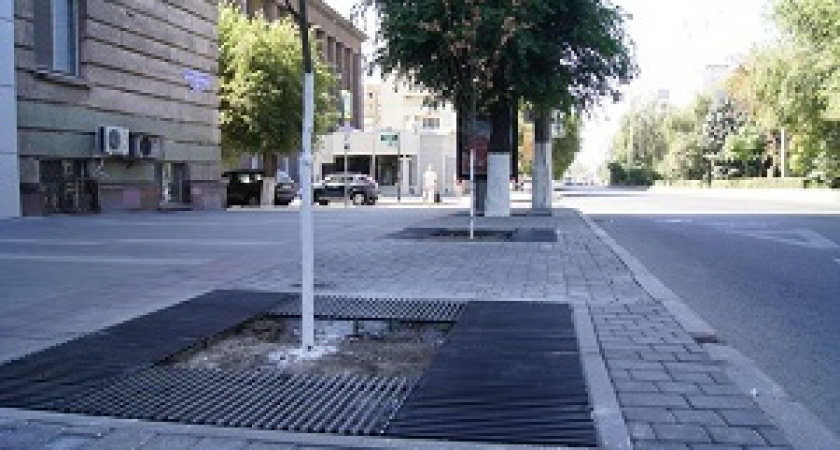 В центре Волгограда устанавливают приствольные решетки
