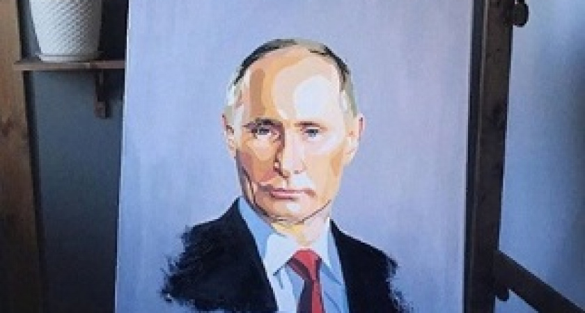 Волгоградка нарисовала портрет Путина ко дню его рождения