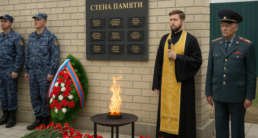 В Волгоградской области открыли Стену памяти: в колонии почтили павших героев
