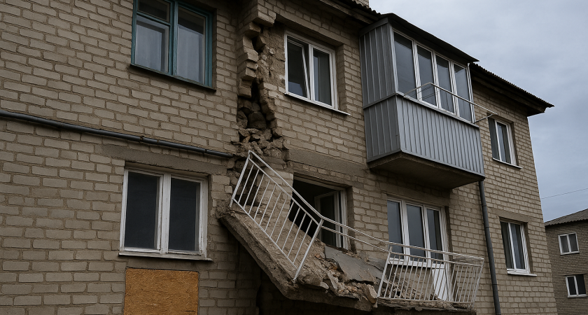 Под Волгоградом в Калаче-на-Дону рухнул балкон: жильцов аварийного дома переселяют