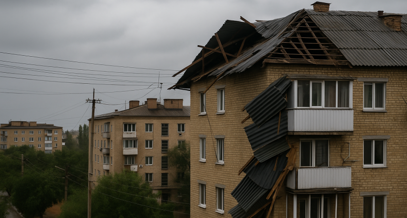 В Волжском сорвало крыши и обесточило дома: последствия урагана сегодня оценивают коммунальщики