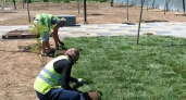 В парке Героев-летчиков продолжается благоустройство и укладка газона